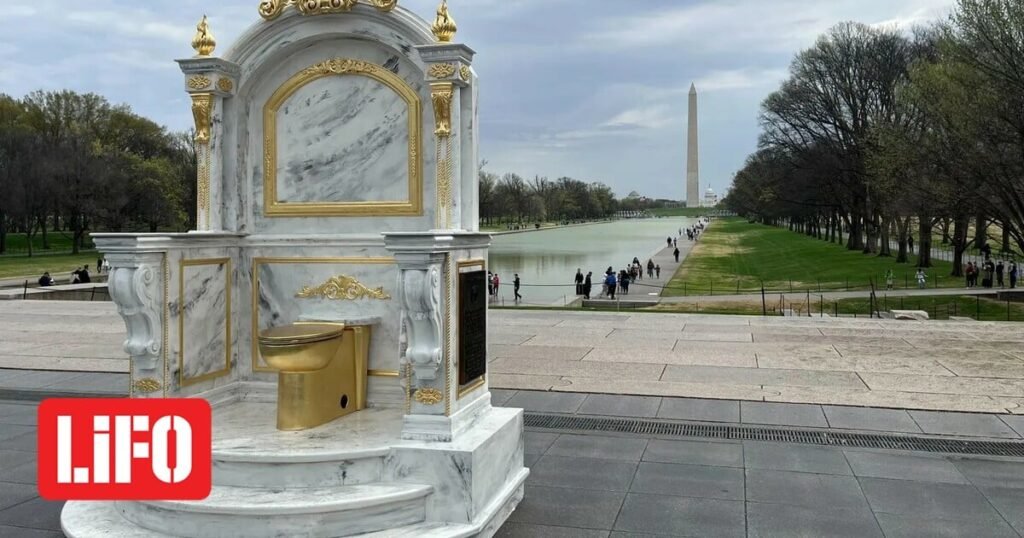 Χρυσός «θρόνος» κατά του Τραμπ στήθηκε δίπλα στο Lincoln Memorial